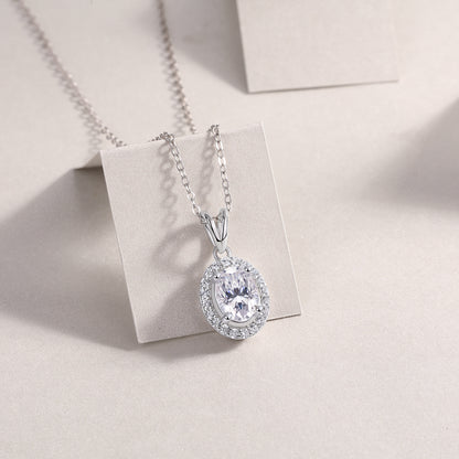 Luxury V-Shaped Moissanite Pendant – Platinum Silver Elegant Necklace