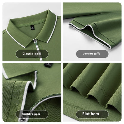 Breathable Cotton Men's Polo with Modern Zipper Design