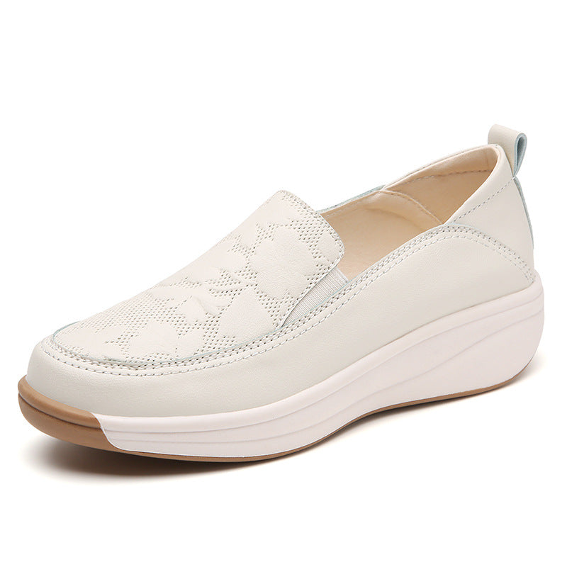Women’s White Chunky Sneakers High Heel Slip-On Style