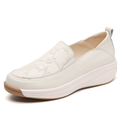 Women’s White Chunky Sneakers High Heel Slip-On Style
