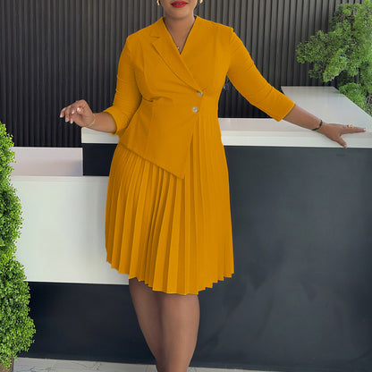 Plus Size Fashionable Elegant Pleated Dress