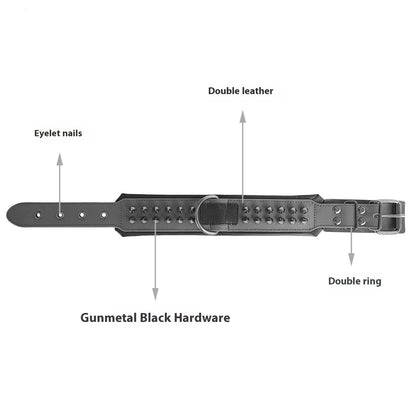 Wide Comfort Genuine Leather Dog Collar & Bandana
