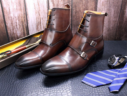 Classic Men’s High-Top Boots – Genuine Cowhide Leather