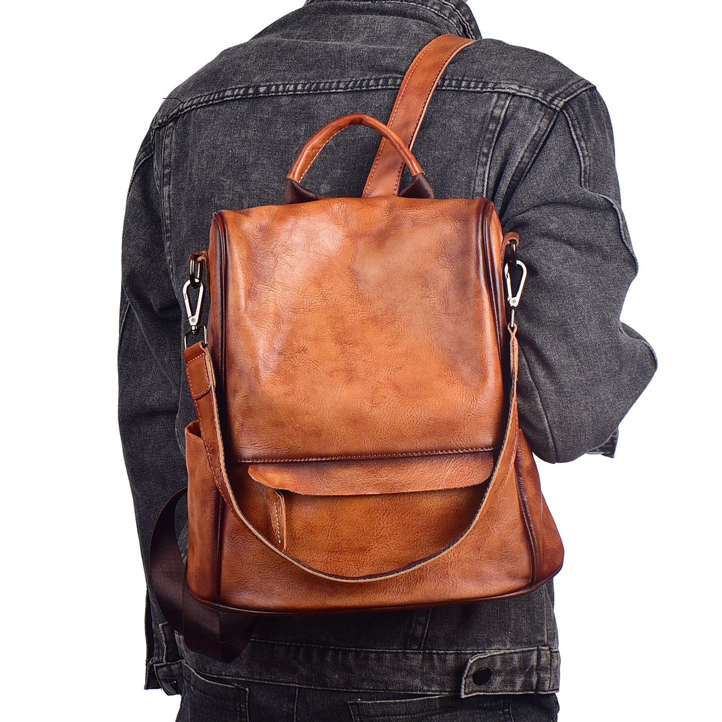 Genuine Cowhide Backpack – Luxury Anti-Theft Travel Bag