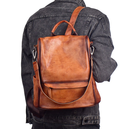 Genuine Cowhide Backpack – Luxury Anti-Theft Travel Bag