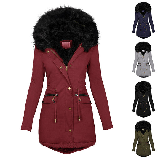 Warm Plush Hooded Women’s Winter Jacket Casual Parka