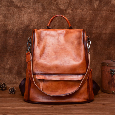 Genuine Cowhide Backpack – Luxury Anti-Theft Travel Bag