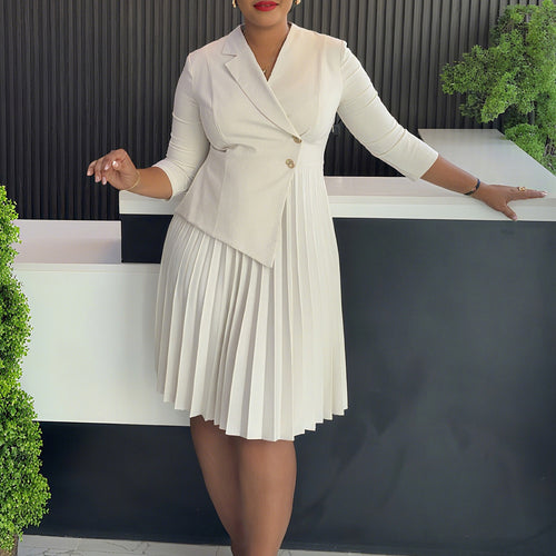 Plus Size Fashionable Elegant Pleated Dress