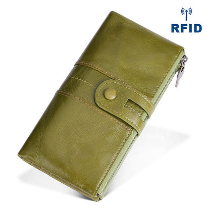 Vintage Style Women’s Leather Long RFID Wallet
