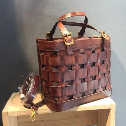 Classic Genuine Cowhide Bag with Modern Hollow Elements