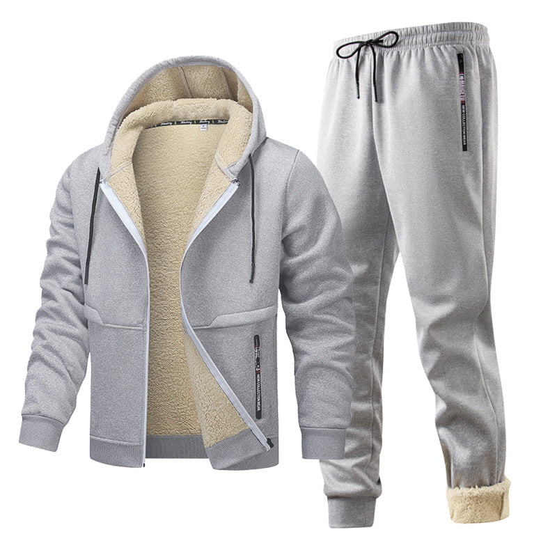 Men’s Fleece-Lined Quilted Hoodie Jacket Comfort Set