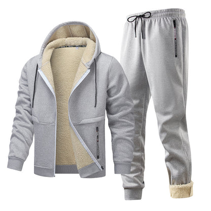 Men’s Fleece-Lined Quilted Hoodie Jacket Comfort Set
