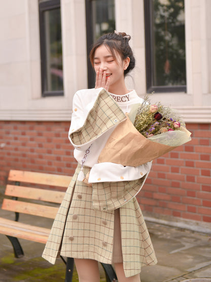 Trendy Plaid Woolen Skirt for Everyday Outfits