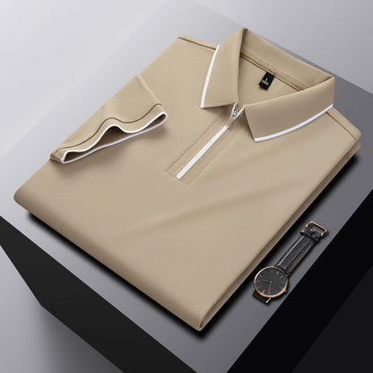 Breathable Cotton Men's Polo with Modern Zipper Design