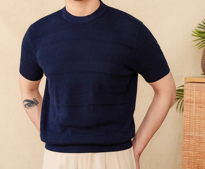 Pure Cotton Casual Retro Round Neck Short Sleeve