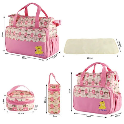 Stylish 5PCS Diaper Bag Set for Moms On-the-Go