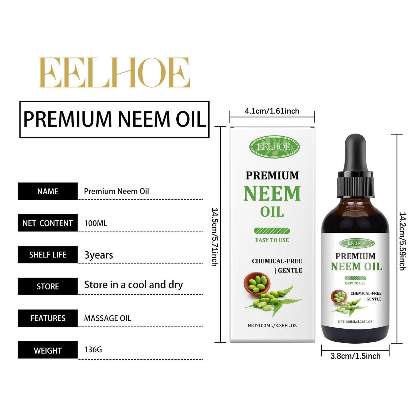 Herbal Neem Oil For Healthy Scalp, Skin & Nails Treatment