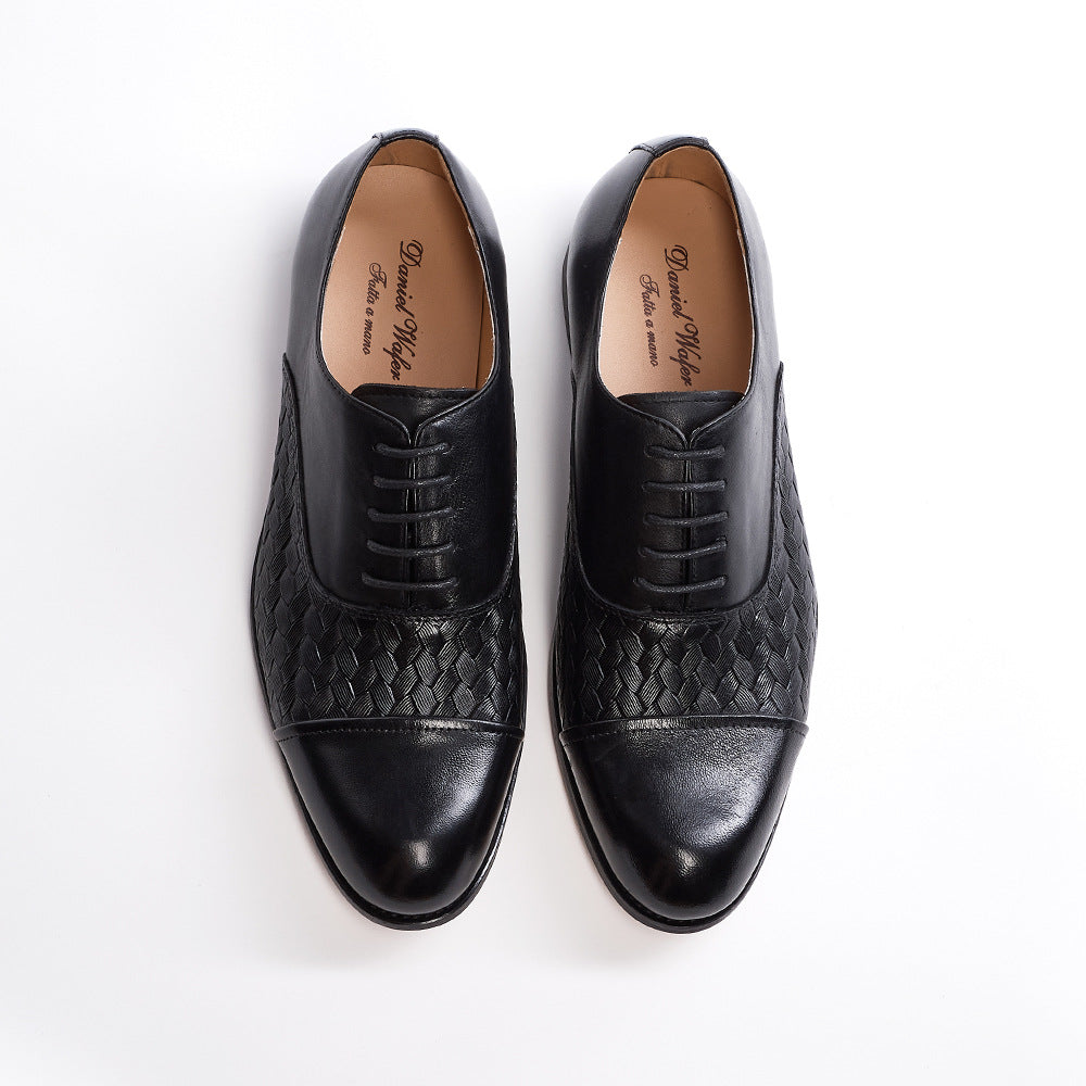 Woven Pattern Embossed Genuine Leather Formal Shoes
