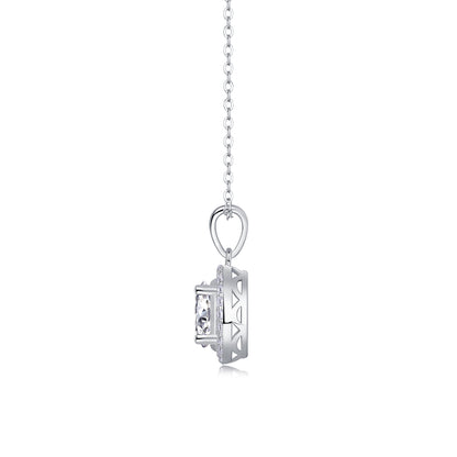 Luxury V-Shaped Moissanite Pendant – Platinum Silver Elegant Necklace