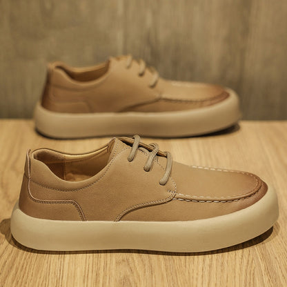 Men’s Genuine Leather Height Boost Casual Lace-Up Shoes