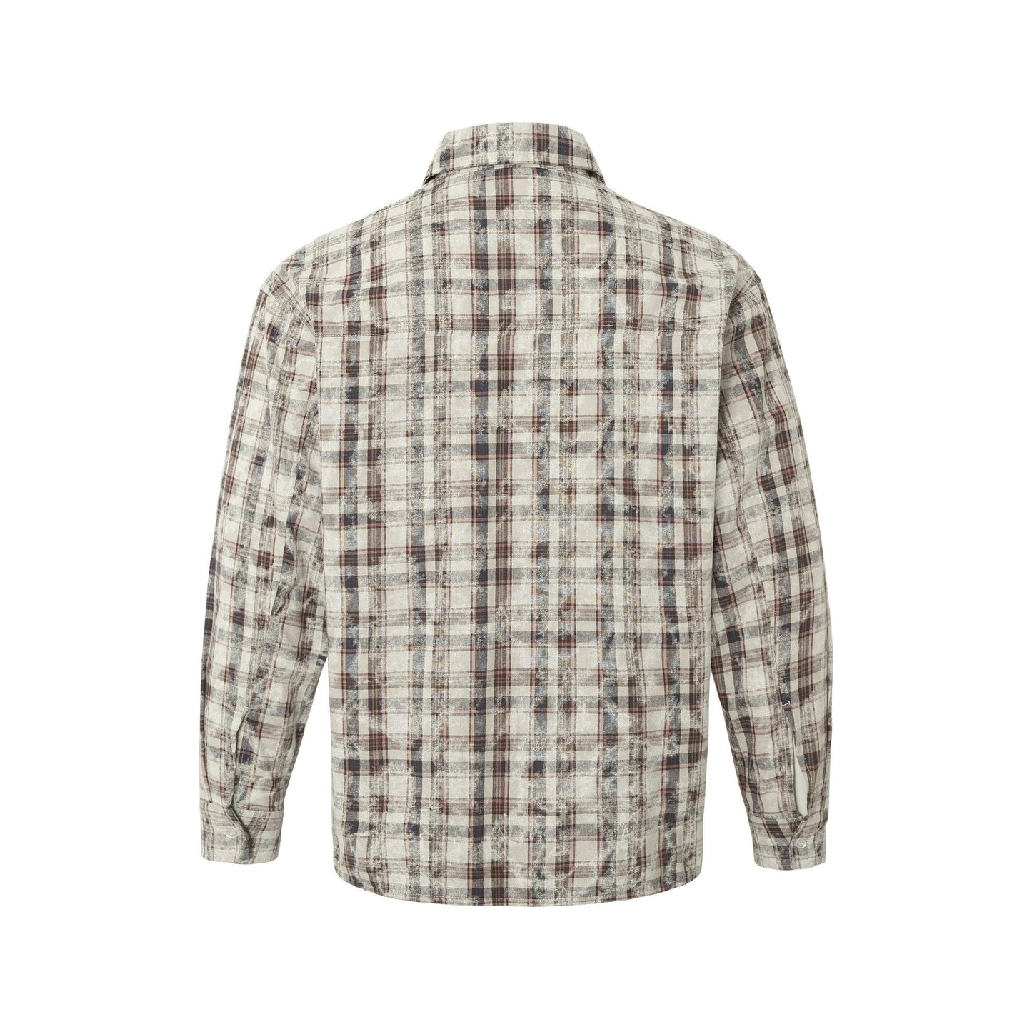 Retro Tie-Dye Plaid Long Sleeve Shirt – Relaxed Fit