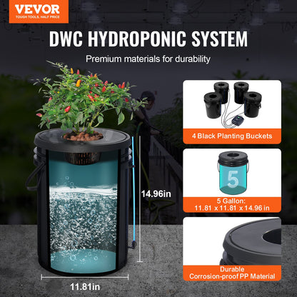 5-Gallon DWC Hydroponic System for Leafy Vegetable