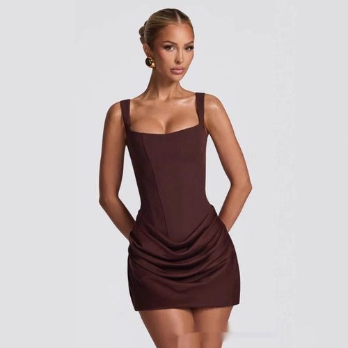 Elegant Tube Top Mini Dress with Shoulder Straps