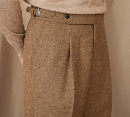 Comfy Wool-Blend High Waist Trousers in Classic Colors