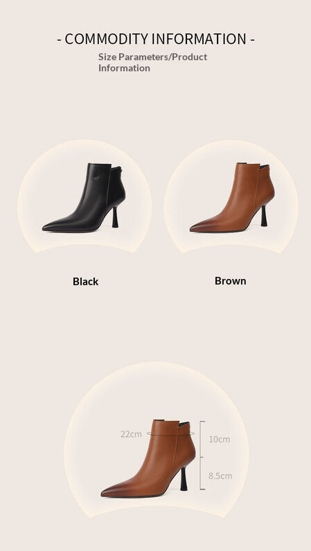 Women’s Mid-Heel Ankle Boots – Genuine Cowhide Leather