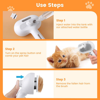 3-in-1 Cat Steam Brush for Easy Shedding & Grooming