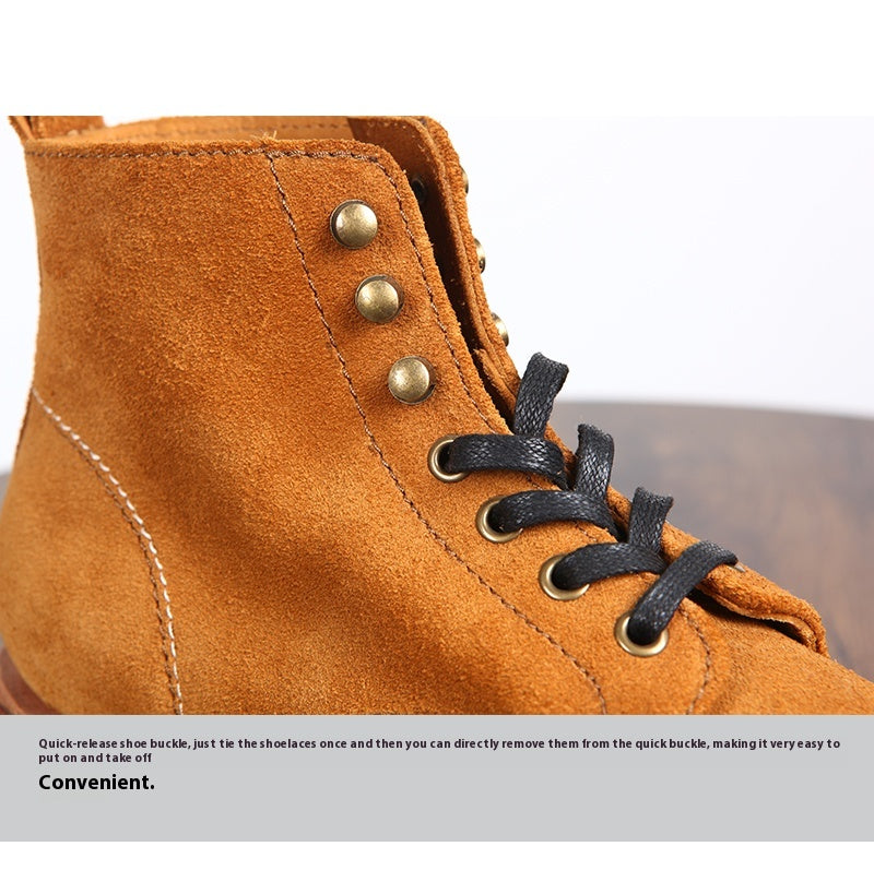 Men's Genuine Leather Outdoor Boots – High-Top Comfort Design