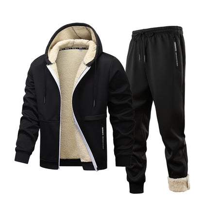 Men’s Fleece-Lined Quilted Hoodie Jacket Comfort Set