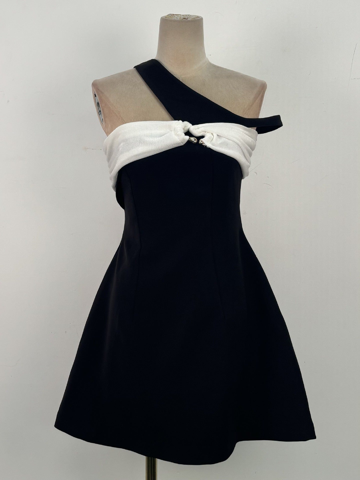 Summer Hepburn-Style Color-Block Off-Shoulder Sexy Dress