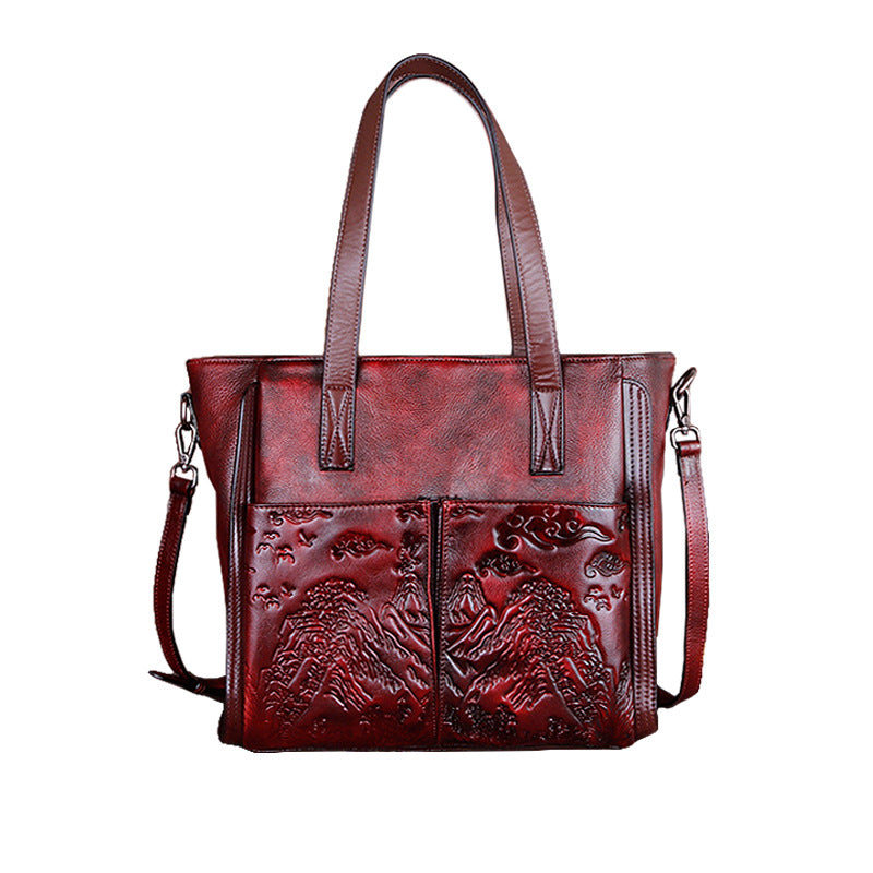Premium Women's Vegetable Tanned Cowhide Tote Bag