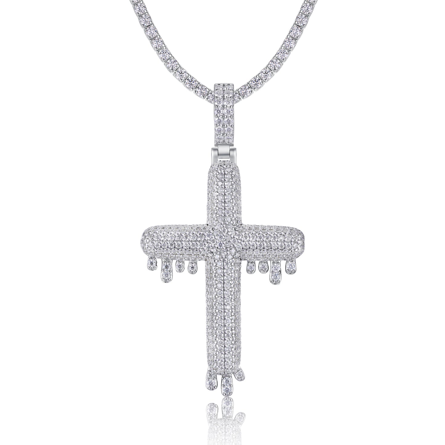 Luxury Moissanite Silver Necklace – Elegant Platinum Finish