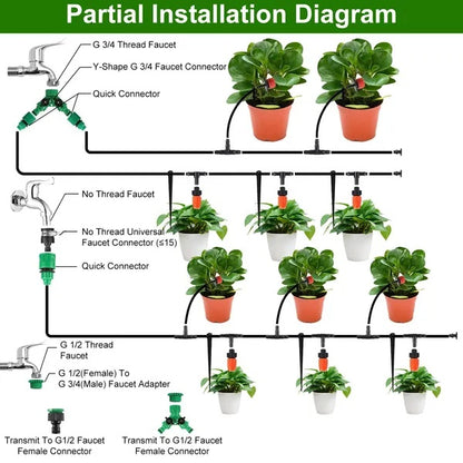 Automatic Drip Irrigation Kit for Garden, Greenhouse & Lawn