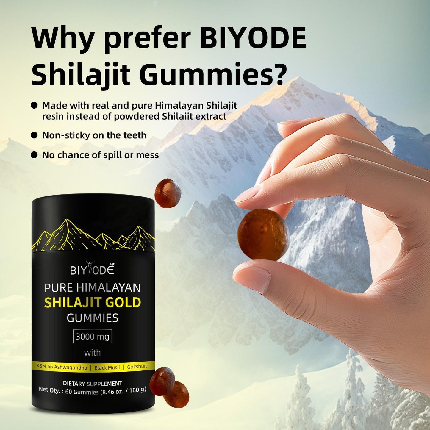 Pure Himalayan Shilajit Gummies with Ashwagandha – Natural Energy Boost