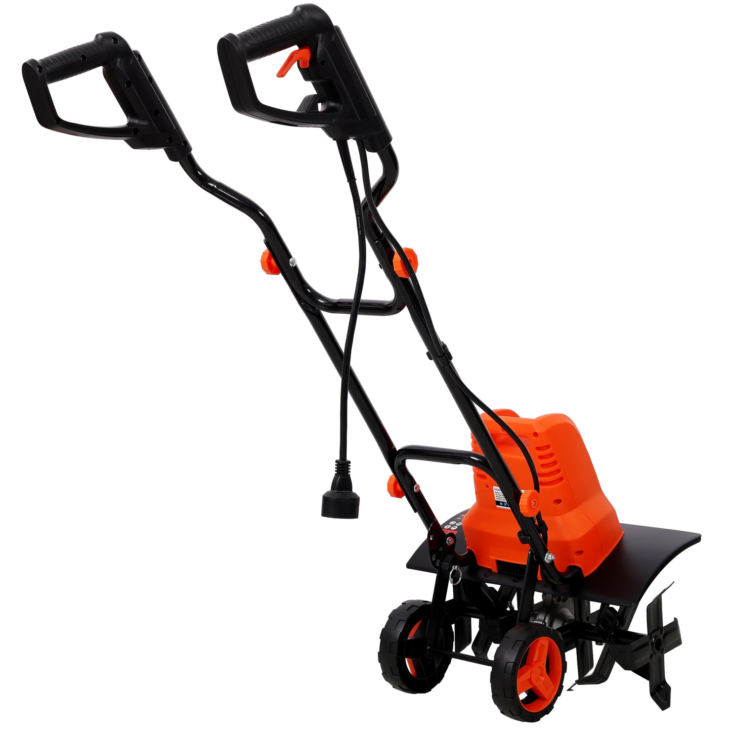 Electric Lawn Tiller with Steel Tines, Adjustable Wheels