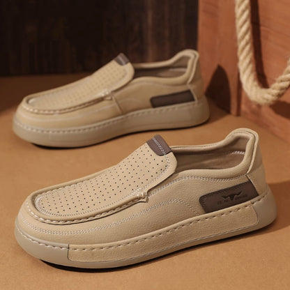 Men's Breathable Hollow Genuine Leather Slip-On Shoes