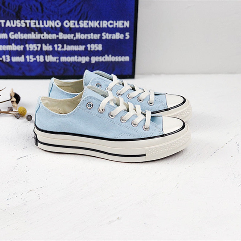 Korean-Inspired High-Top Canvas Shoes with Detailed Stitching