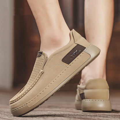 Men's Breathable Hollow Genuine Leather Slip-On Shoes