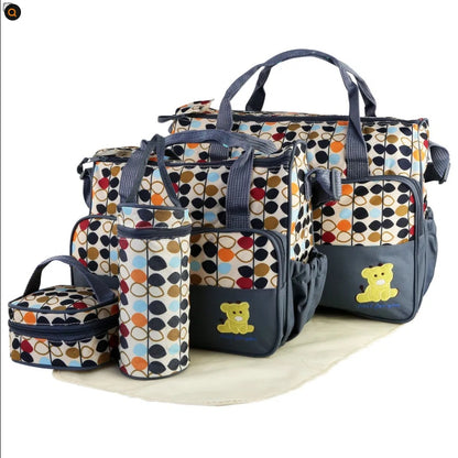 Stylish 5PCS Diaper Bag Set for Moms On-the-Go