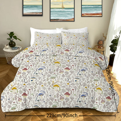 3 Pieces Mushroom Decoration Soft Bedding Comforter Set