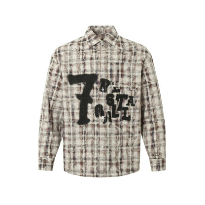 Retro Tie-Dye Plaid Long Sleeve Shirt – Relaxed Fit