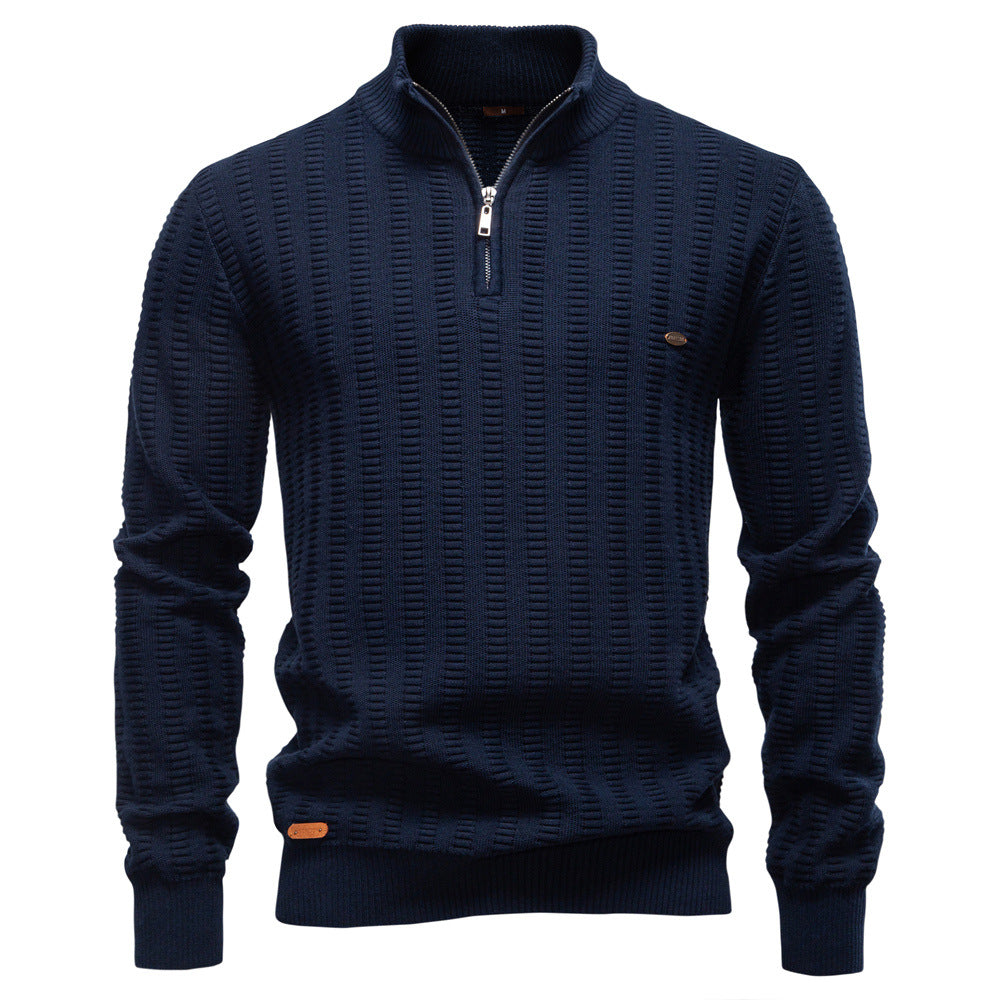 Versatile Striped Jacquard Sweater for Men
