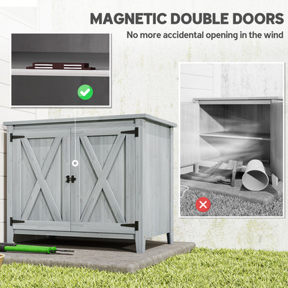 Wooden Outdoor Storage Cabinet for Garden Tools and Supplies