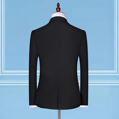 Men's Groom Wedding Suit Solid-Color Three-Piece Suit