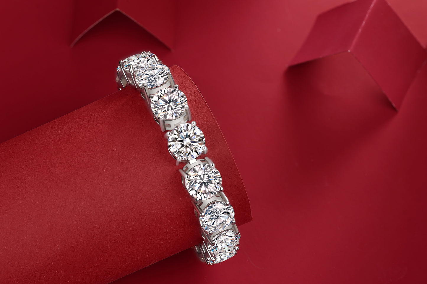 Half Summer Splendor Moissanite Silver Bracelet Set – Elegant