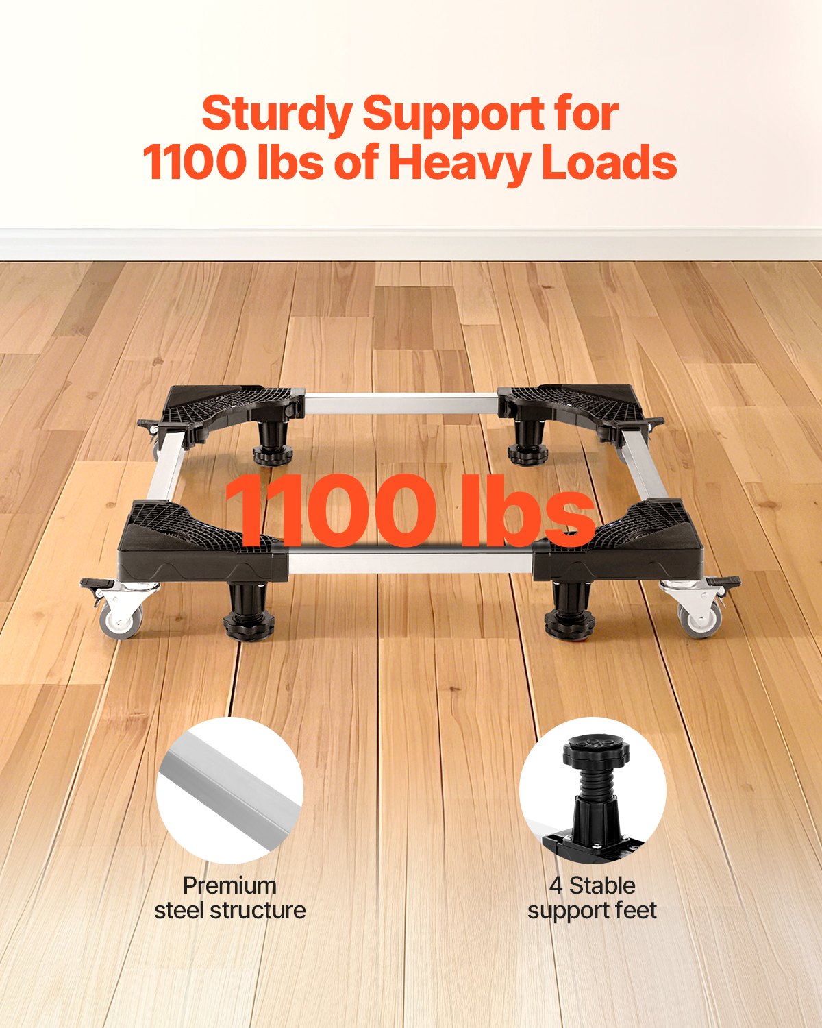 Adjustable Fridge Stand with Wheels – 1100lb Support