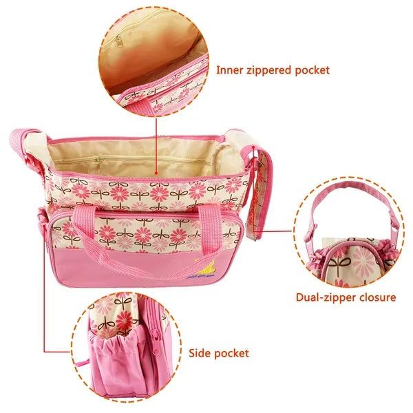 Stylish 5PCS Diaper Bag Set for Moms On-the-Go
